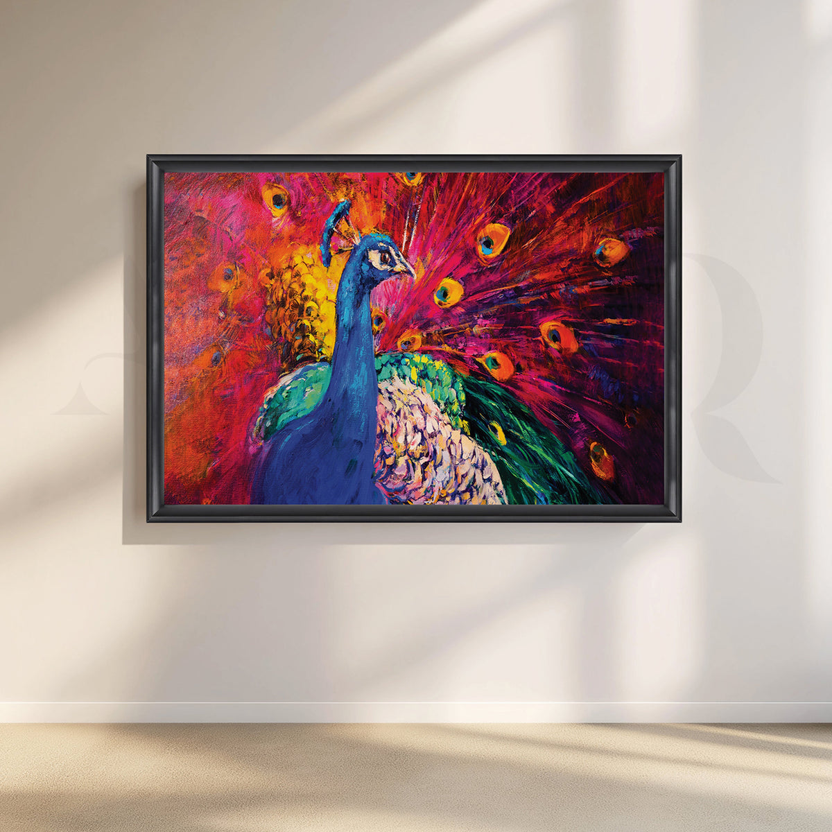 Peacock Elegance Canvas Artwork – Asha Art Studio – Image 3