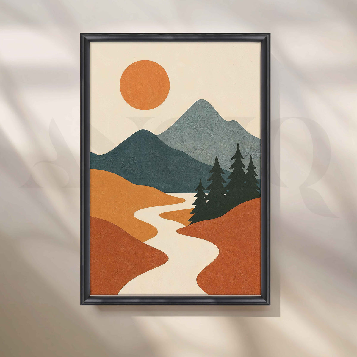 Asha Art Studio Minimalist Mountain Sunset Canvas Artwork – Asha Art Studio – Image 3