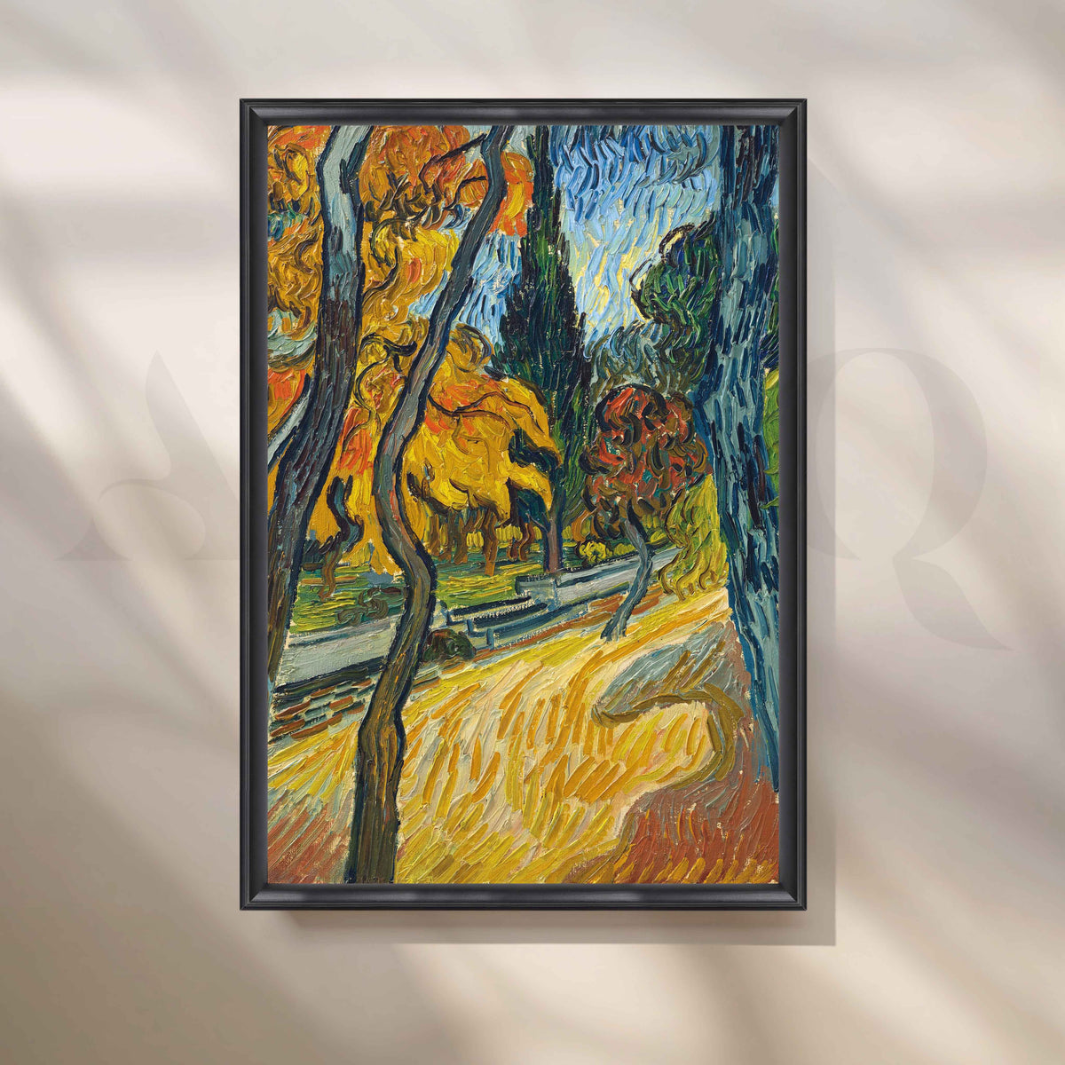 Tree-Lined Autumn Golden Path Canvas Artwork – Asha Art Studio – Image 3