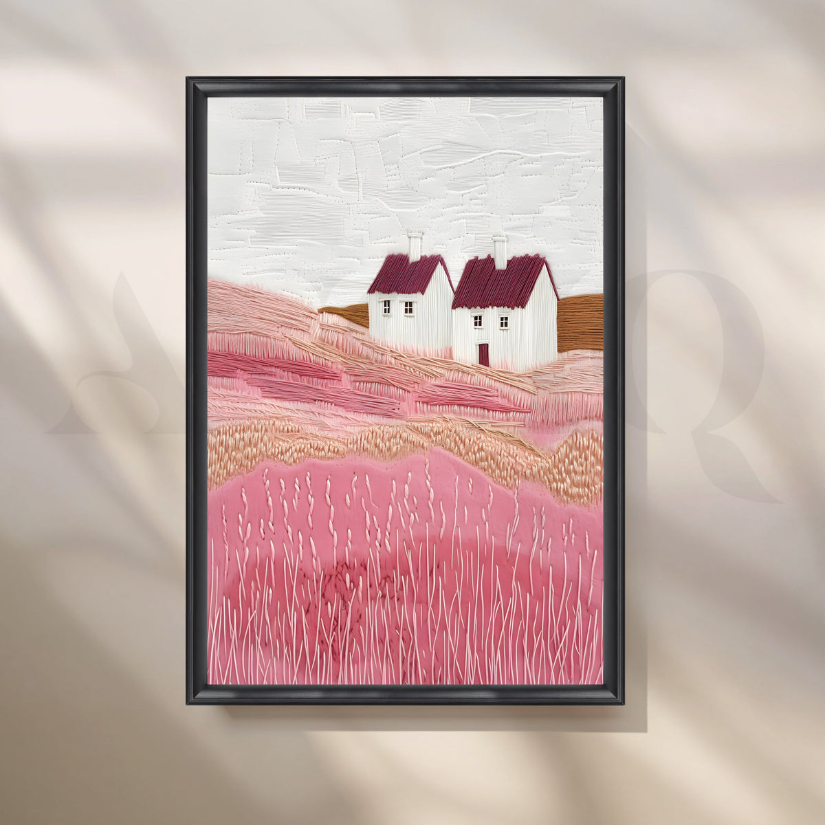 Countryside Houses Textured Canvas Artwork – Asha Art Studio – Image 3