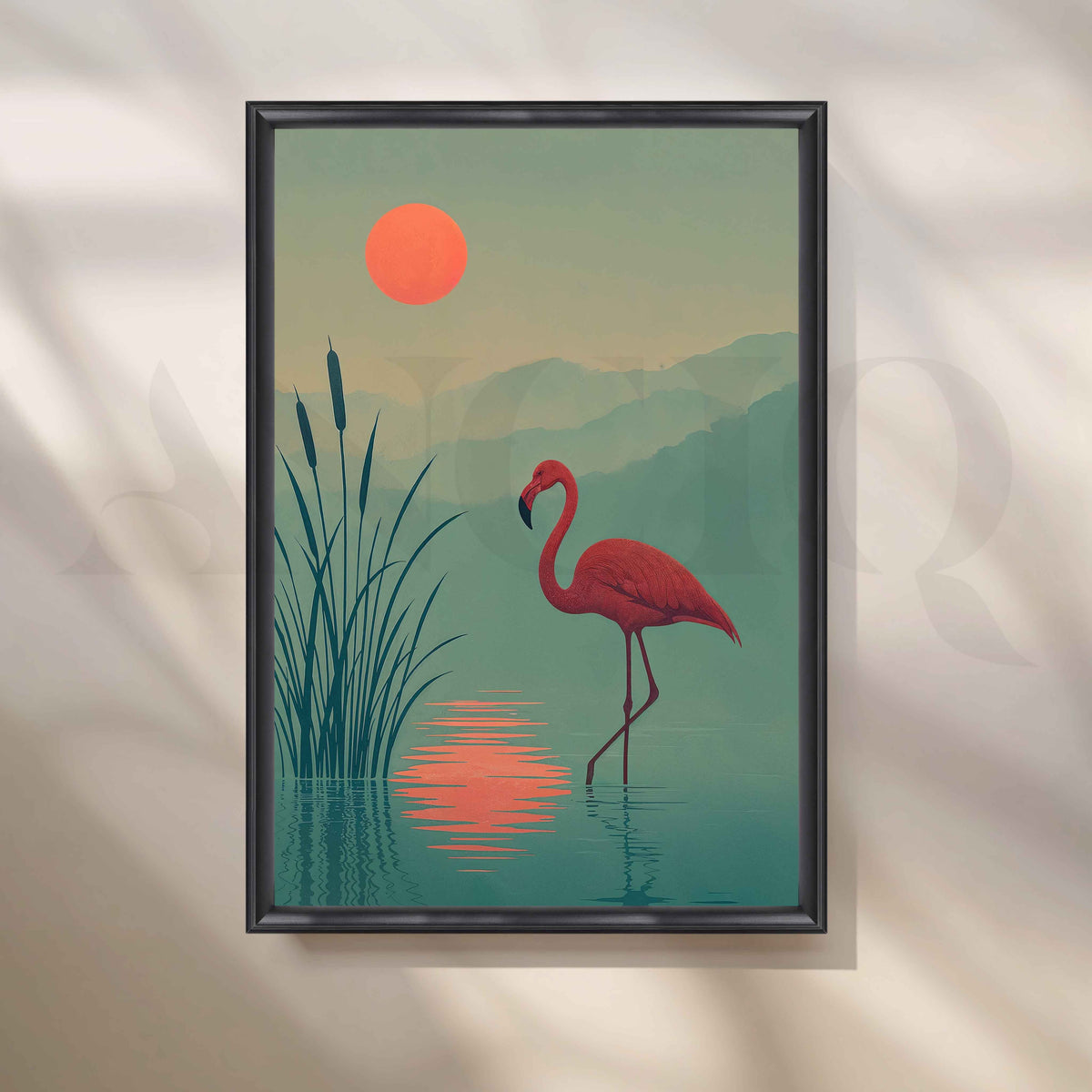 Minimalist Flamingo Sunset Canvas Artwork – Asha Art Studio – Image 3