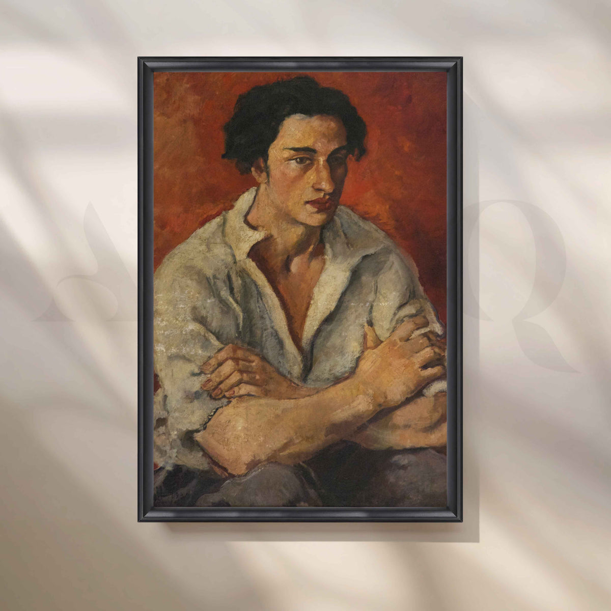 Portrait of a Young Man by Amrita Sher-Gil Canvas Artwork – Asha Art Studio – Image 3