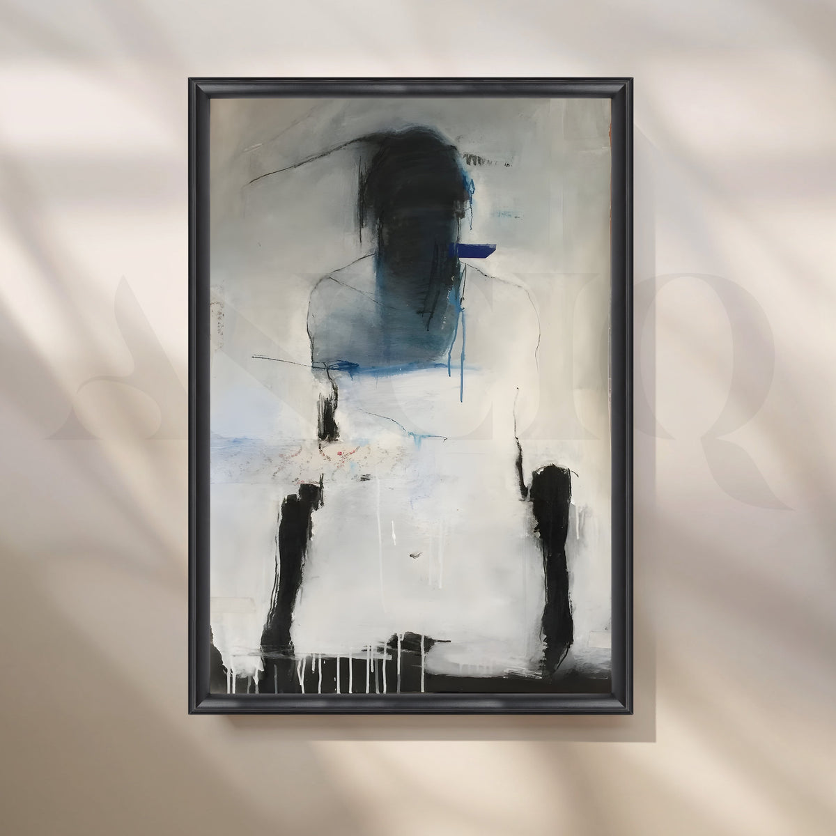 Moody Blue and Grey Figurative Abstract Artwork – Asha Art Studio – Image 3