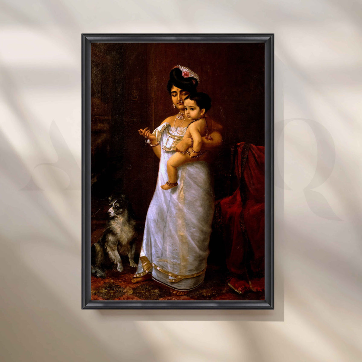 Raja Ravi Varma’s There Comes Papa Canvas Artwork – Asha Art Studio – Image 3