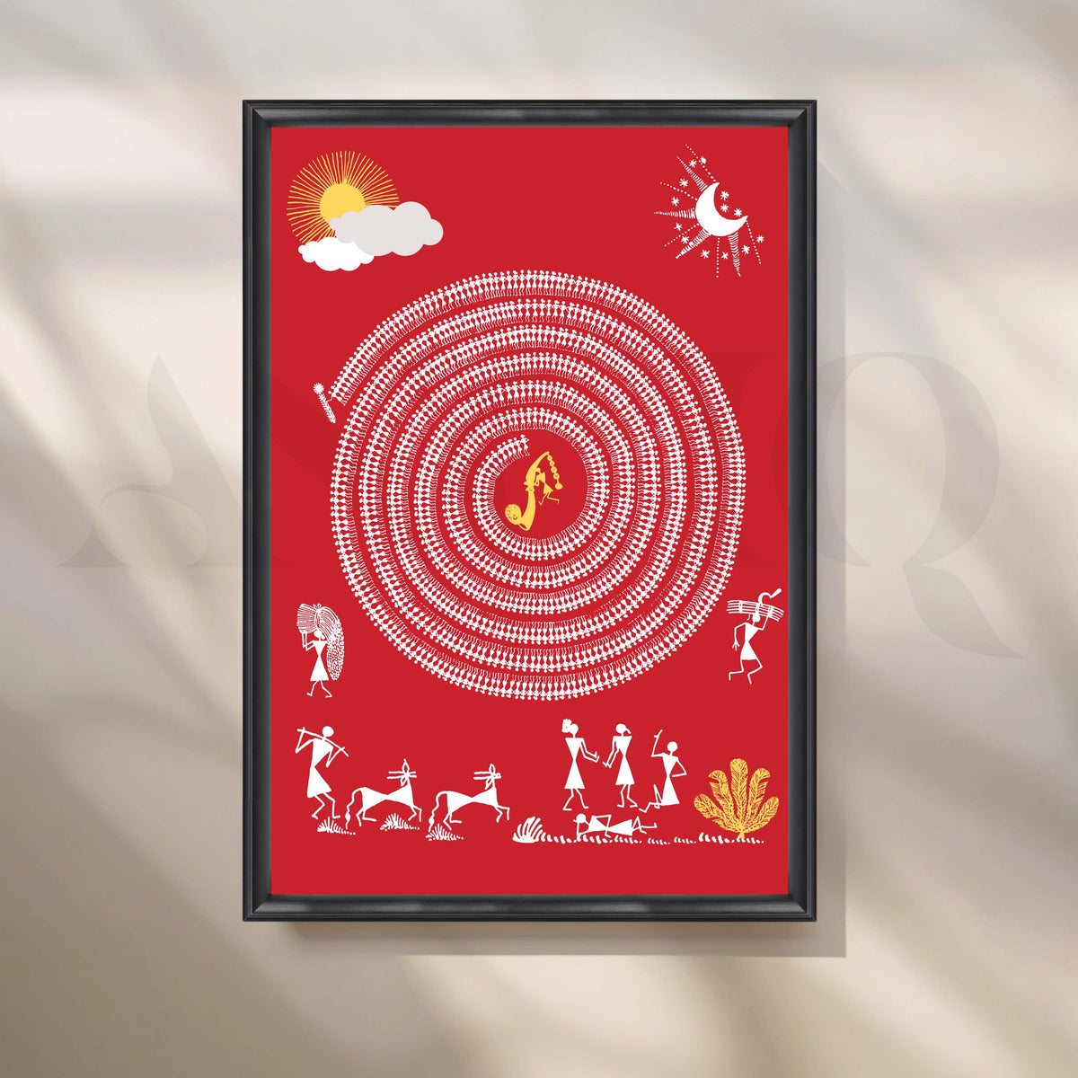 Tribal Circle Dance Folk Canvas Artwork – Asha Art Studio – Image 3