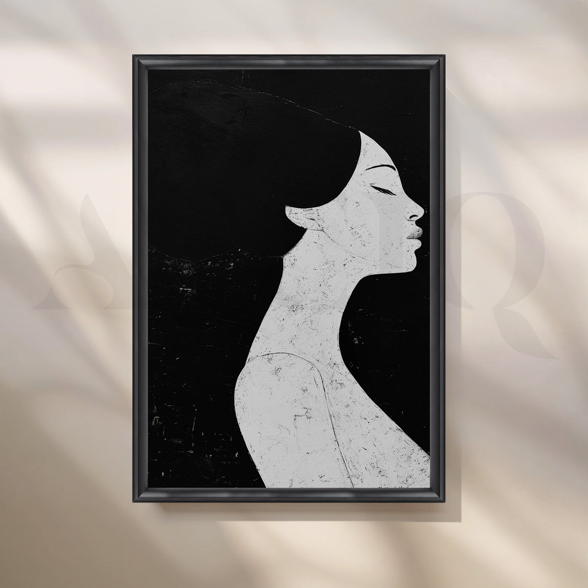 Minimalist Monochrome Female Portrait Canvas Artwork – Asha Art Studio – Image 3
