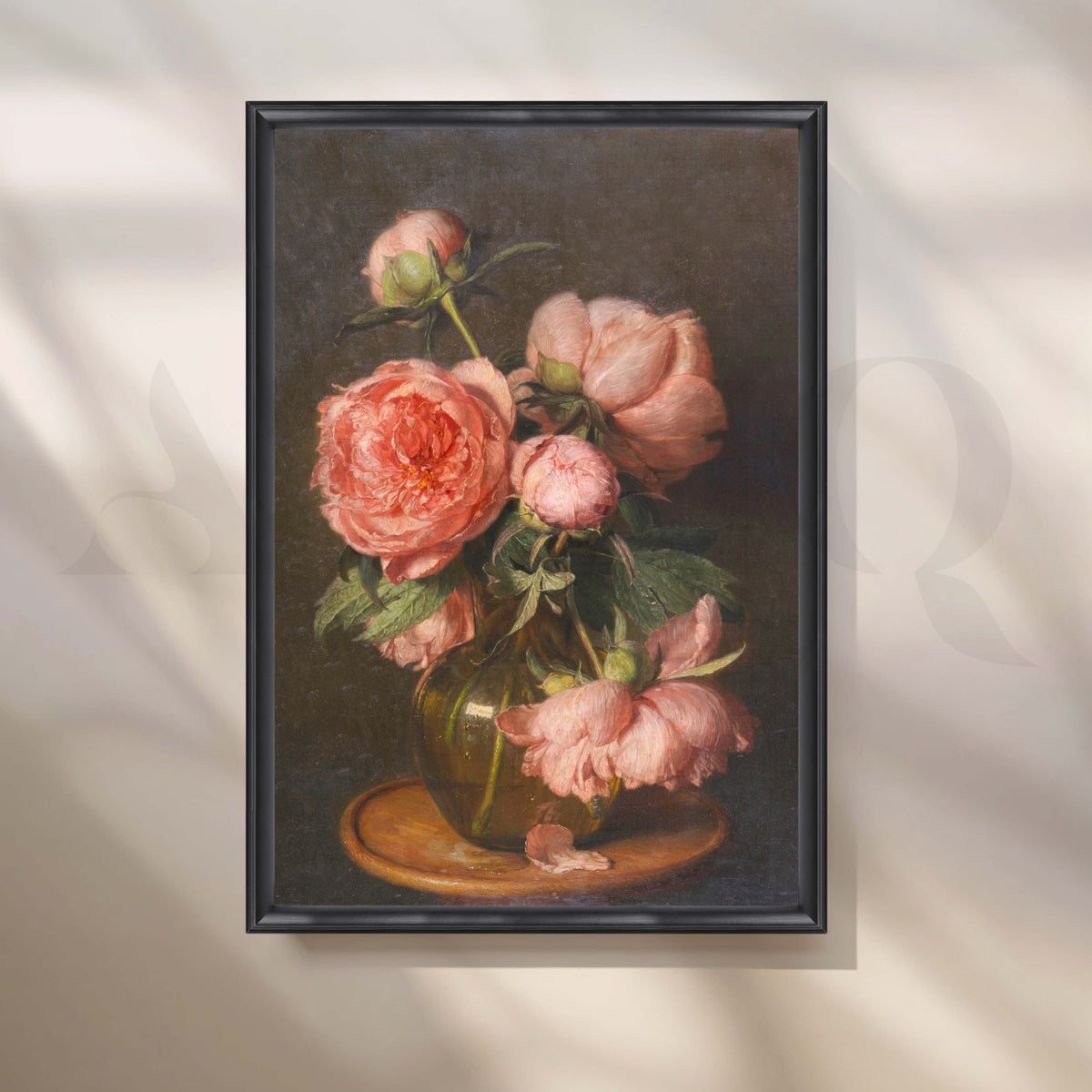 Vintage Pink Peony Vase Canvas Artwork – Asha Art Studio – Image 3