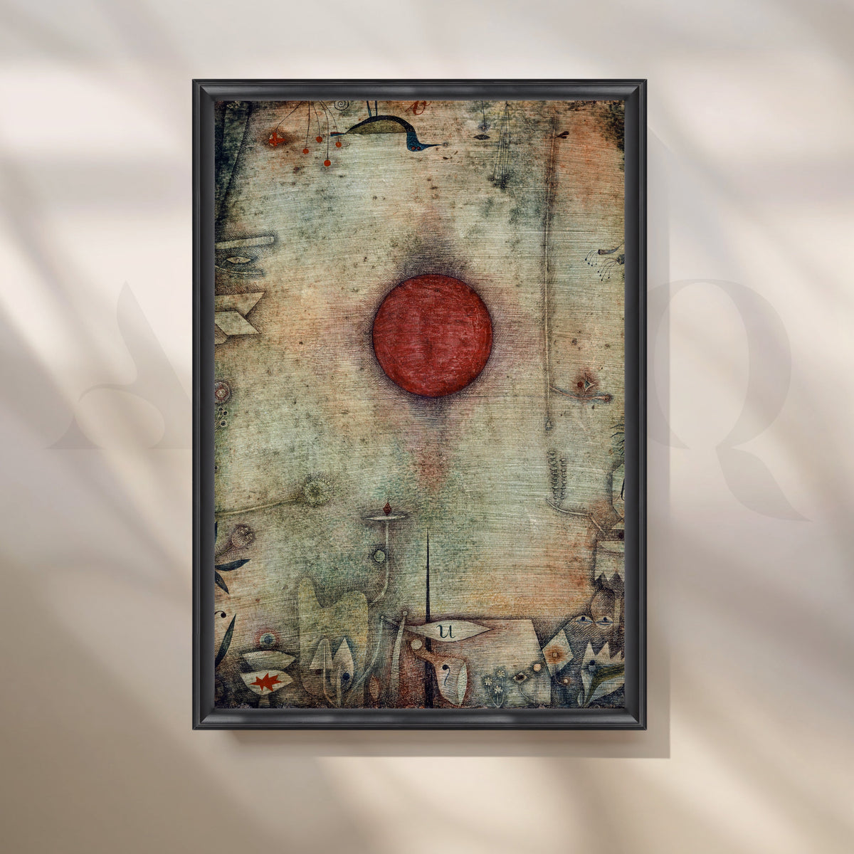Surreal Red Sun Abstract Canvas Artwork – Asha Art Studio – Image 3