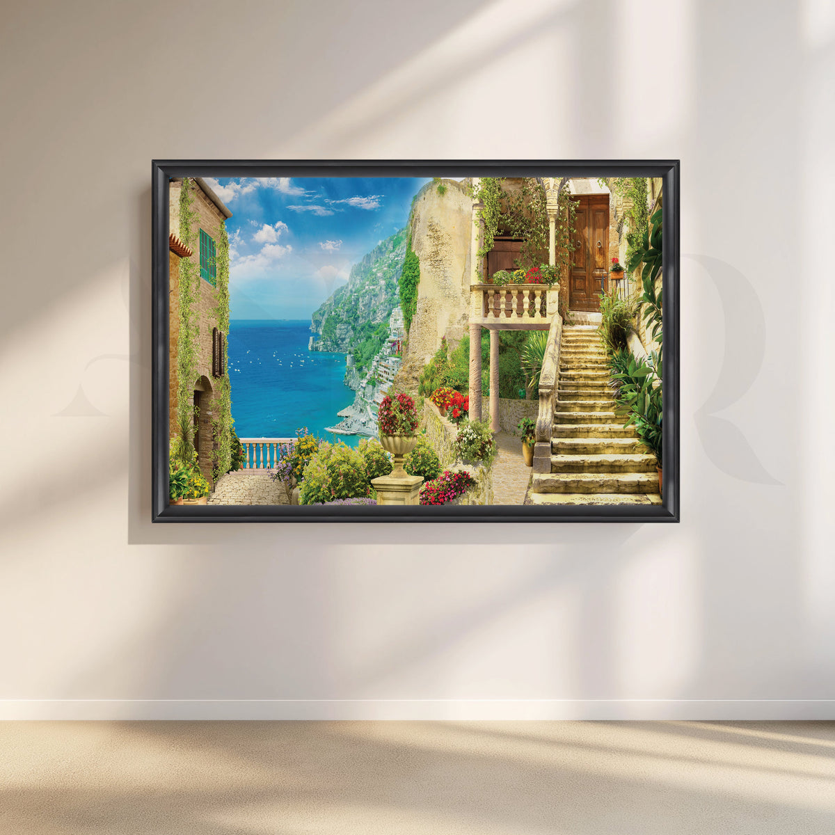 Coastal Symphony of Land and Sea Canvas Artwork – Asha Art Studio – Image 3