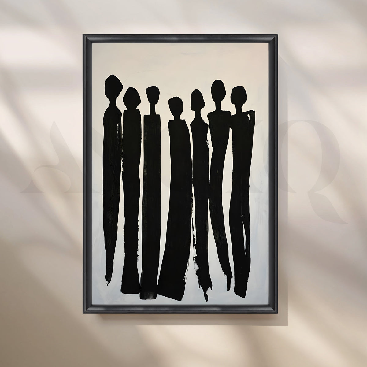 Black Silhouette Figures Canvas Artwork – Asha Art Studio – Image 3