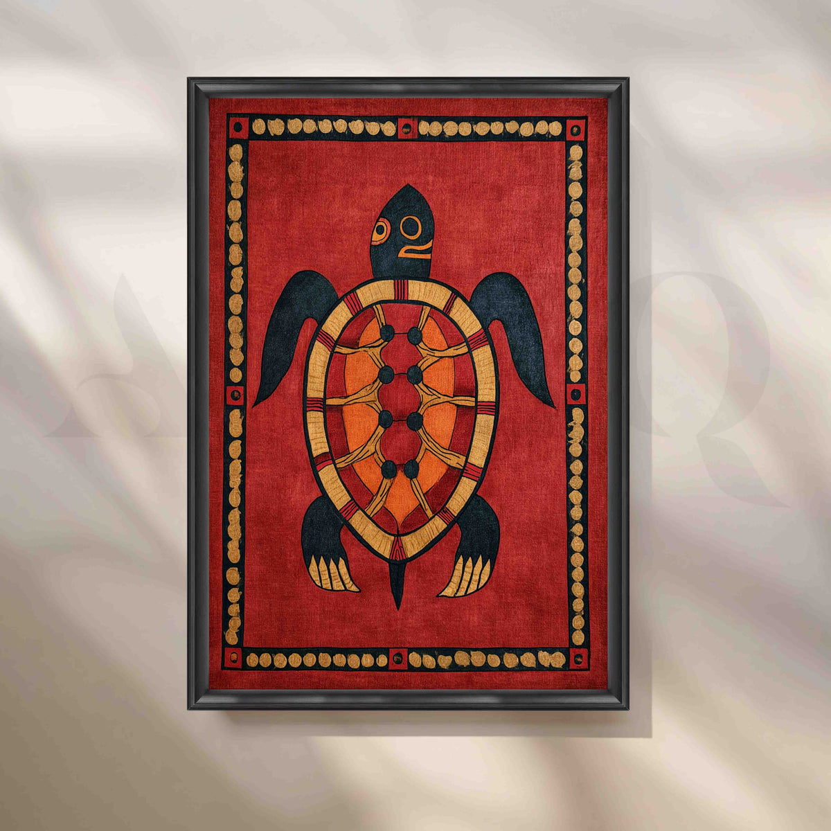 Traditional Turtle Madhubani Folk Canvas Artwork – Asha Art Studio – Image 3