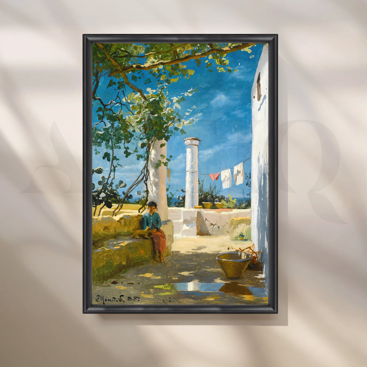 Sunlit Courtyard Canvas Artwork – Asha Art Studio – Image 3