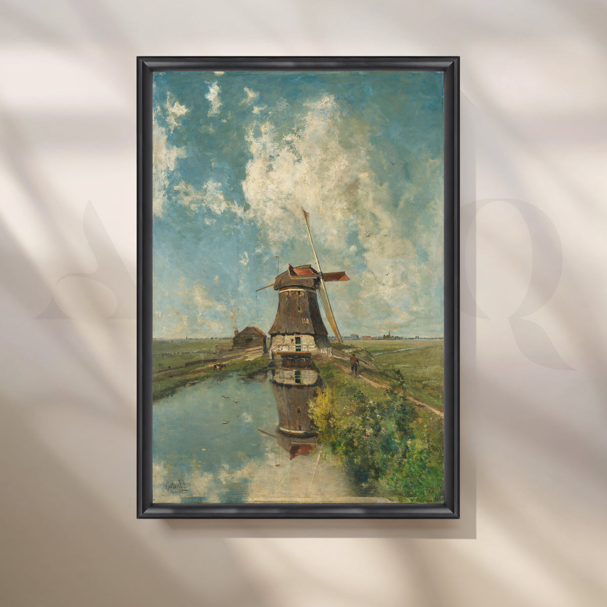 Windmill by Canal Canvas Artwork – Asha Art Studio – Image 3