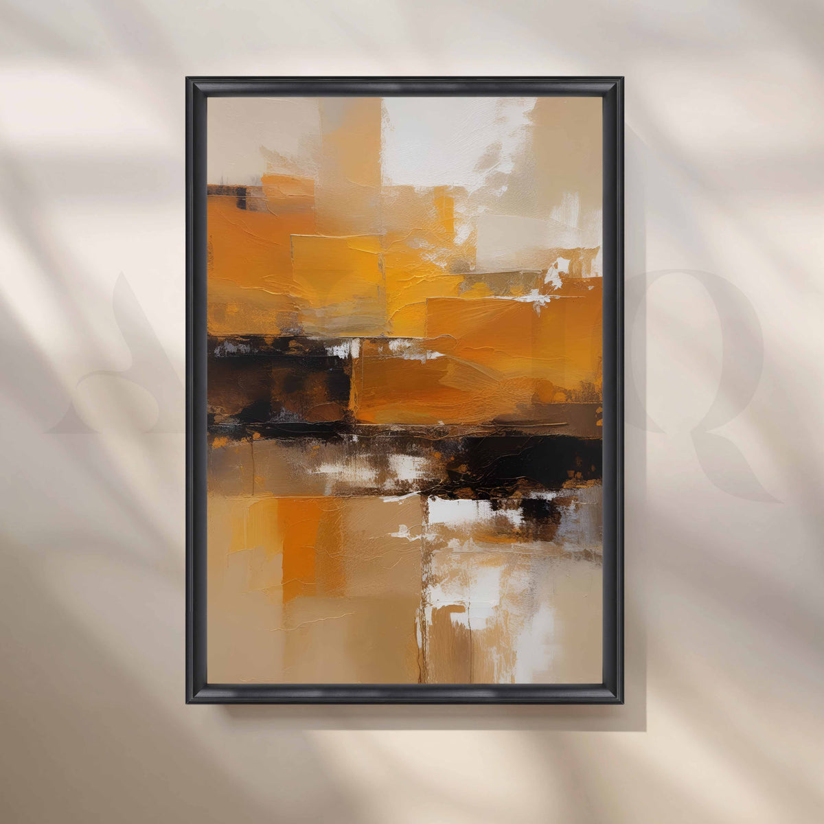 Warm Ochre Abstract Canvas Artwork – Asha Art Studio – Image 3