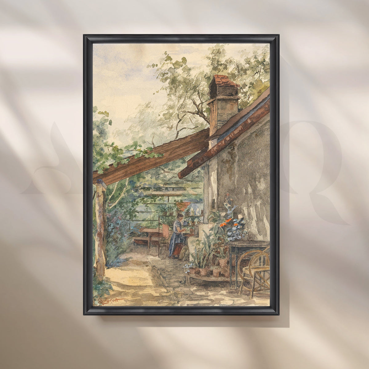 Rustic Garden Terrace Canvas Artwork – Asha Art Studio – Image 3