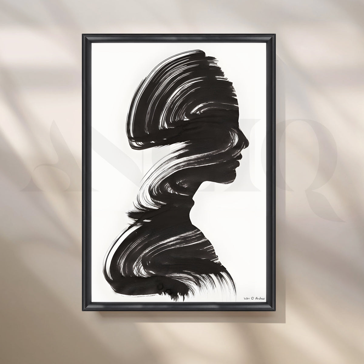 Minimalist Black Silhouette Portrait Canvas Artwork – Asha Art Studio – Image 3