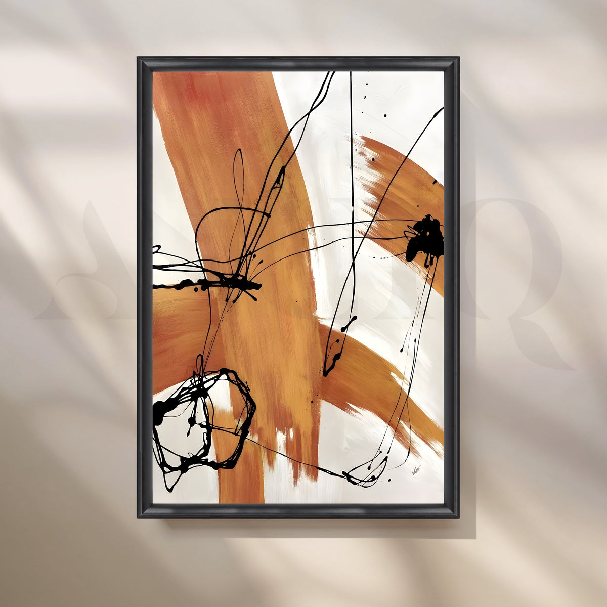 Ochre Brushstroke Canvas Artwork – Asha Art Studio – Image 3