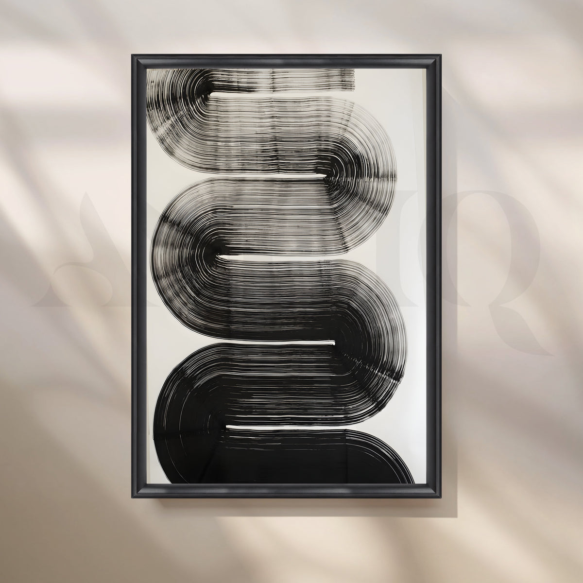 Bold Monochrome Geometric Flow Artwork – Asha Art Studio – Image 3
