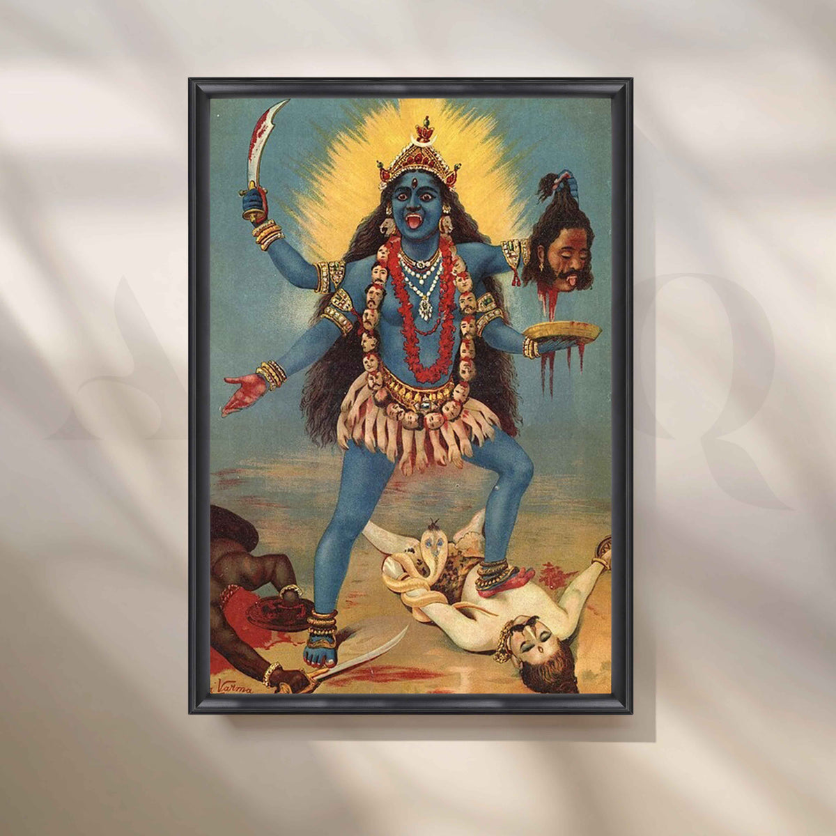 Goddess Kali by Raja Ravi Varma Canvas Artwork – Asha Art Studio – Image 3