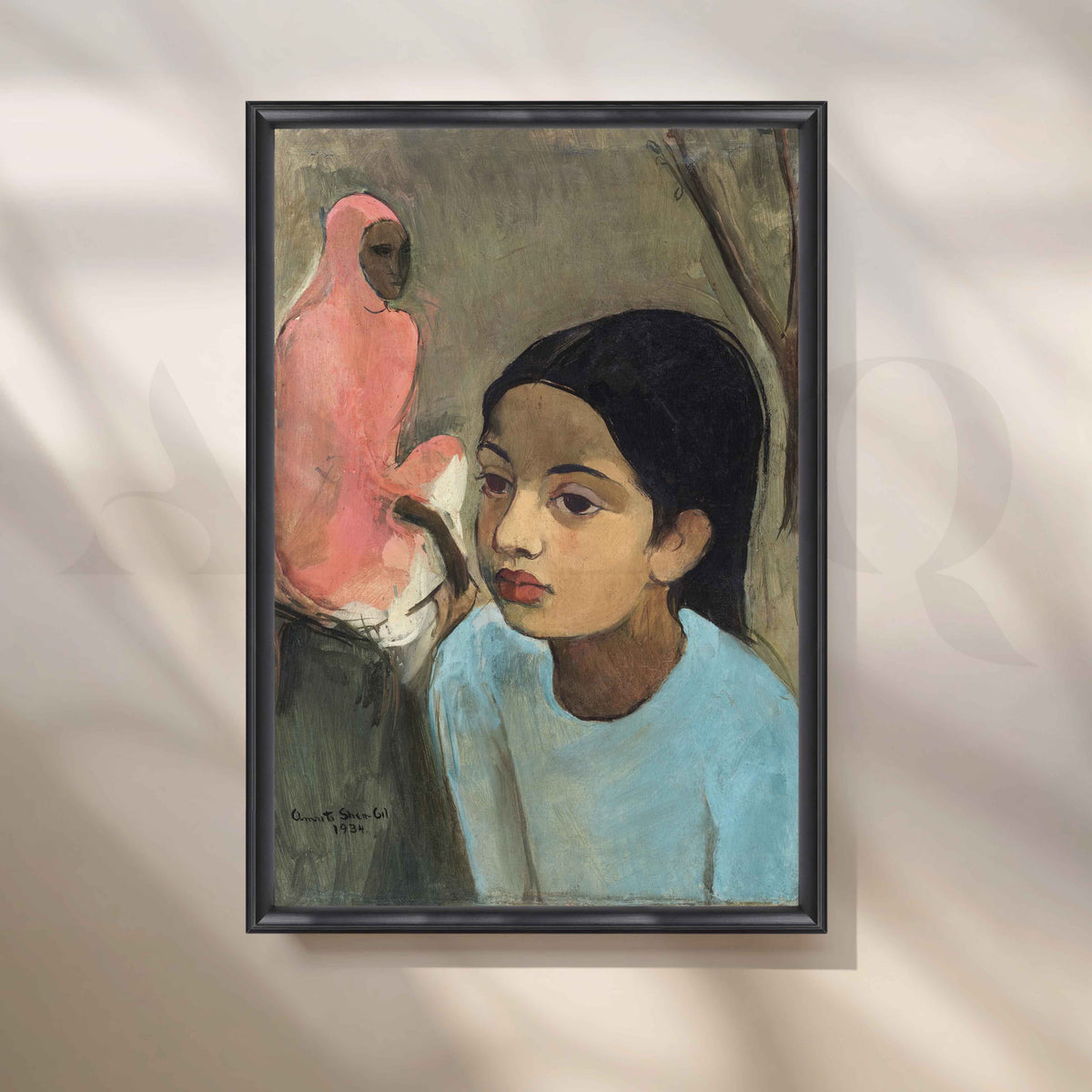 The Little Girl in Blue by Amrita Sher-Gil Canvas Artwork – Asha Art Studio – Image 3