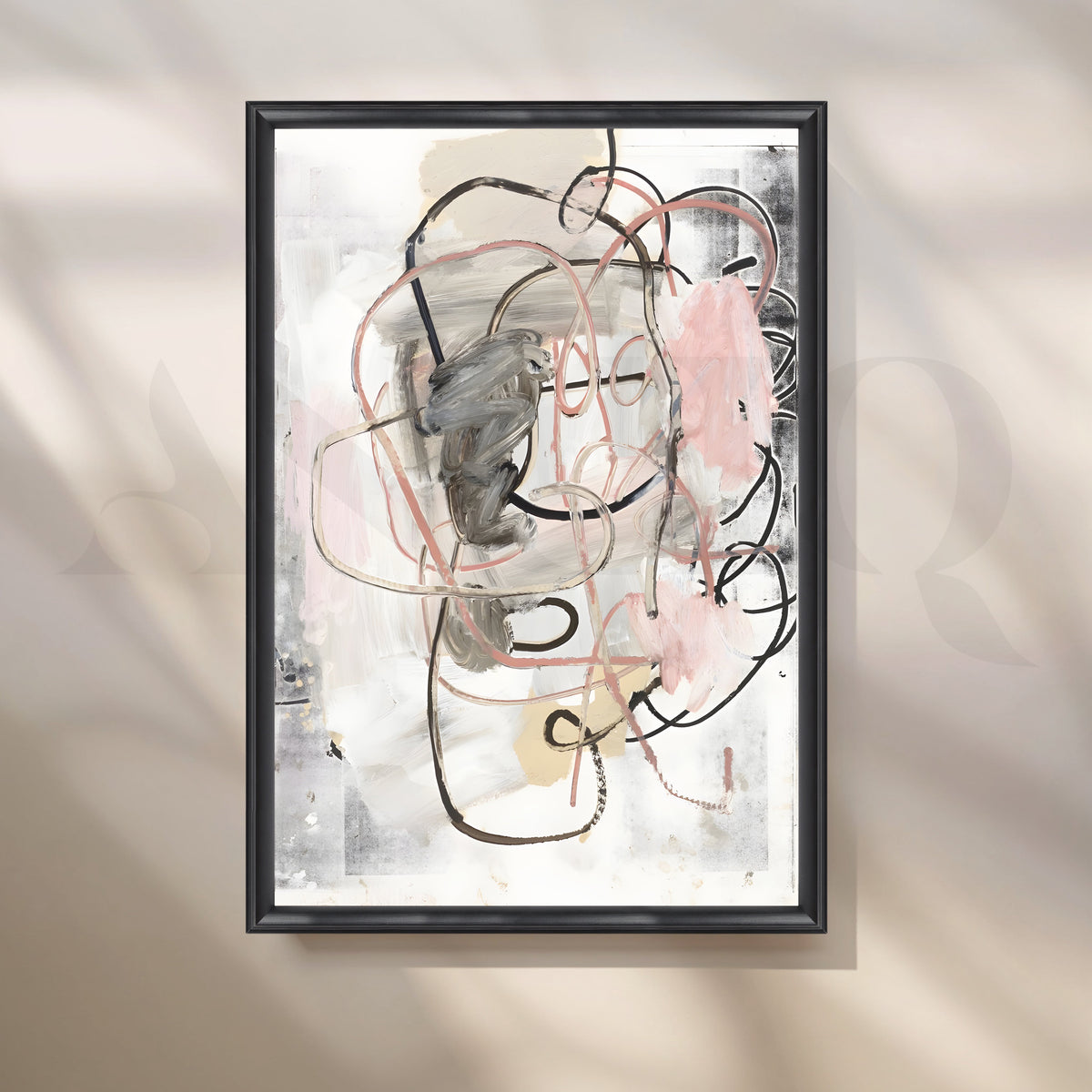Soft Blush and Grey Abstract Canvas Artwork – Asha Art Studio – Image 3