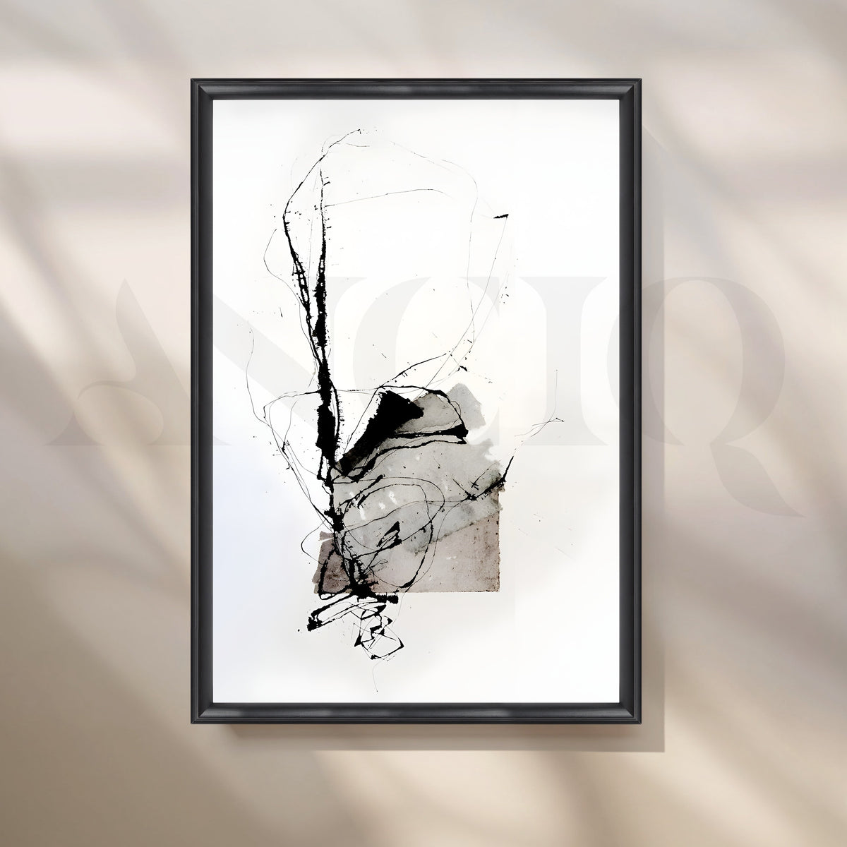Black Ink Abstract Canvas Artwork – Asha Art Studio – Image 3