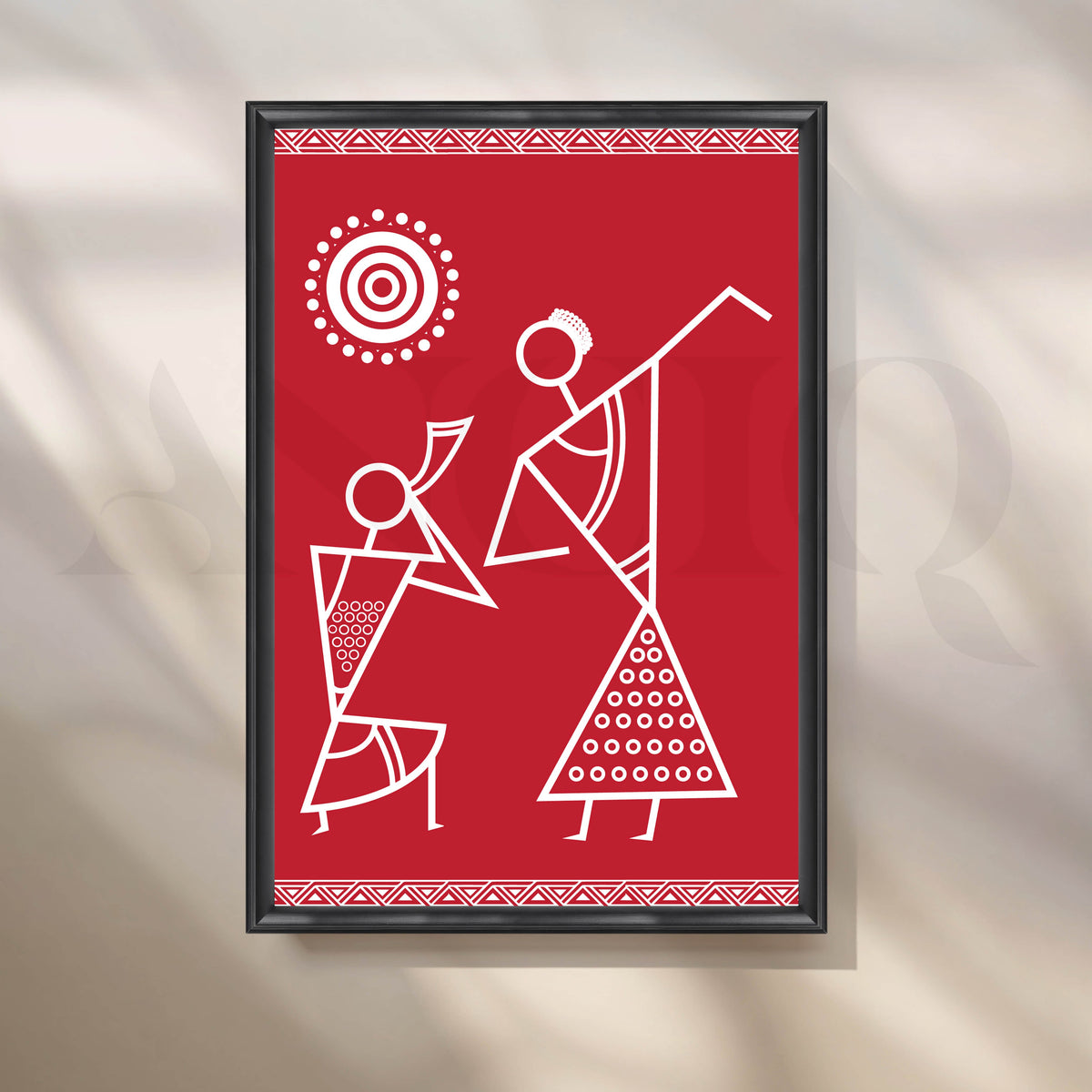 Minimal Warli Tribal Couple Artwork – Asha Art Studio – Image 3