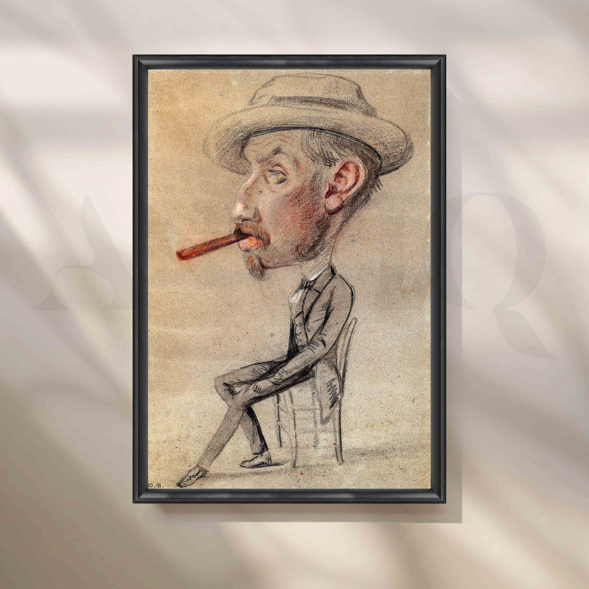 Vintage Caricature Portrait Sketch Canvas Artwork – Asha Art Studio – Image 3