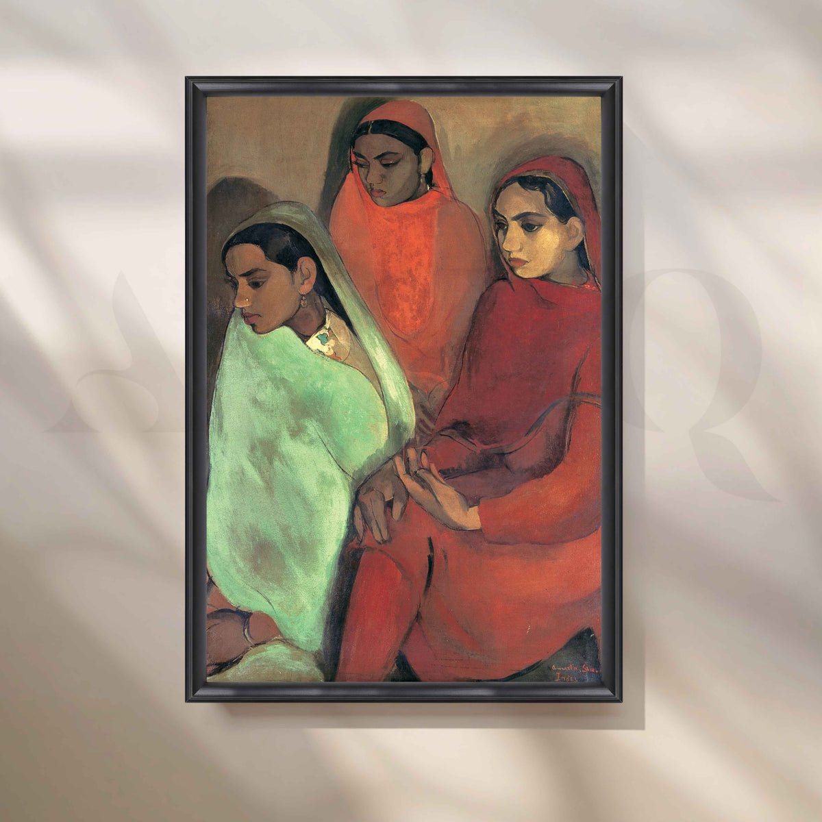 Three Girls by Amrita Sher-Gil Canvas Artwork – Asha Art Studio – Image 3