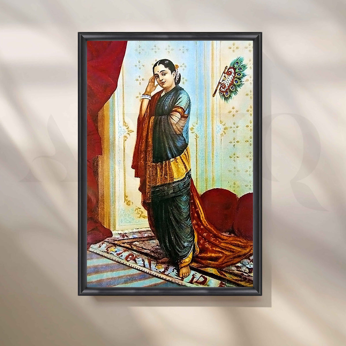 Radha In The Moonlight by Raja Ravi Varma Canvas Artwork – Asha Art Studio – Image 3