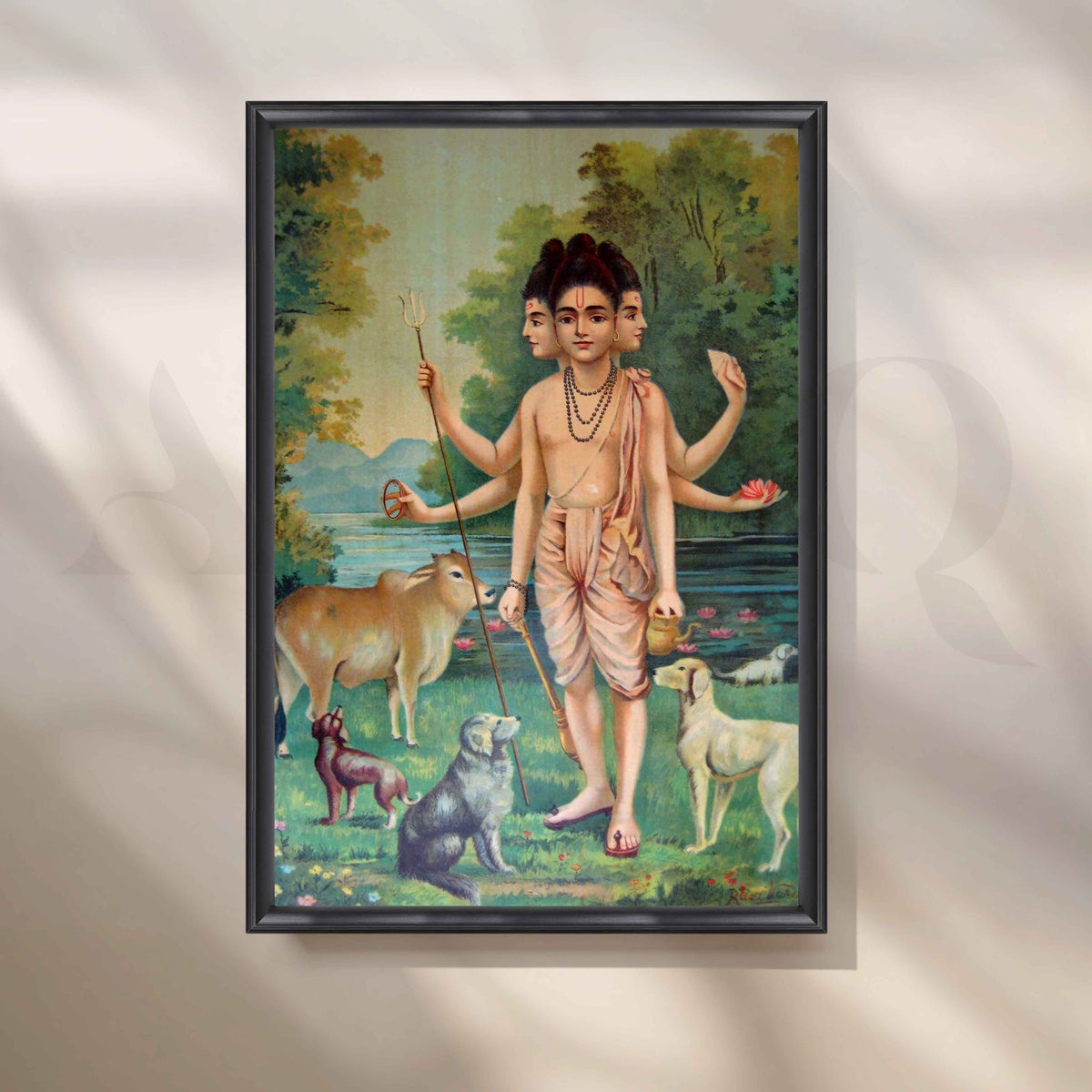 Lord Dattatreya by Raja Ravi Varma Canvas Artwork – Asha Art Studio – Image 3