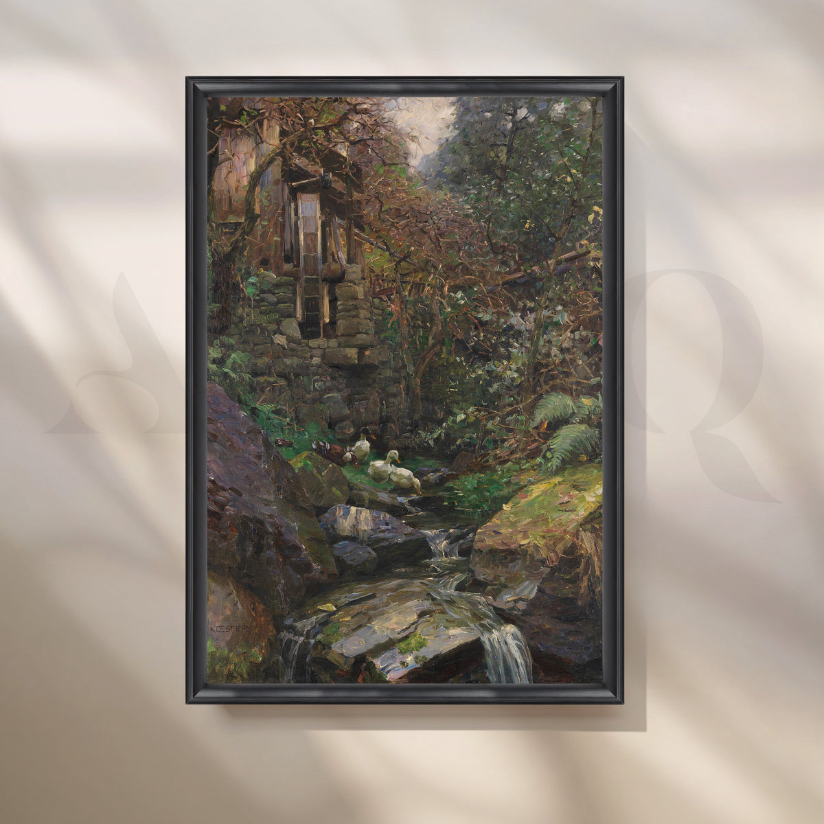 Rustic Watermill & Stream Canvas Artwork – Asha Art Studio – Image 3