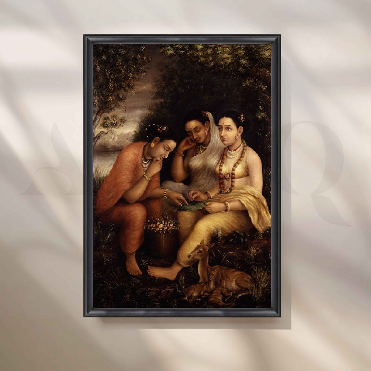 Shakuntala Patra-Lekhan by Raja Ravi Varma Canvas Artwork – Asha Art Studio – Image 3