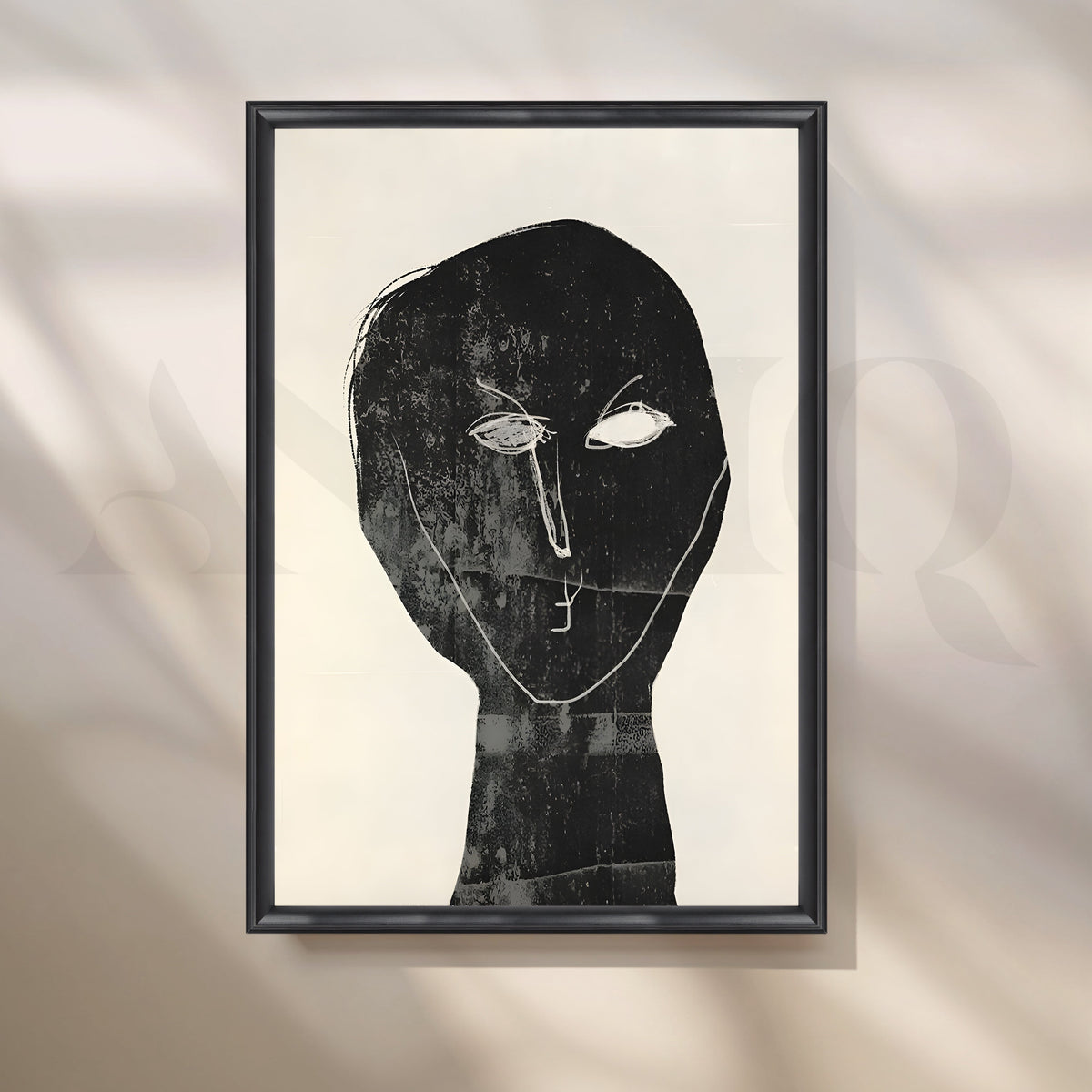 Black Abstract Face Canvas Artwork – Asha Art Studio – Image 3