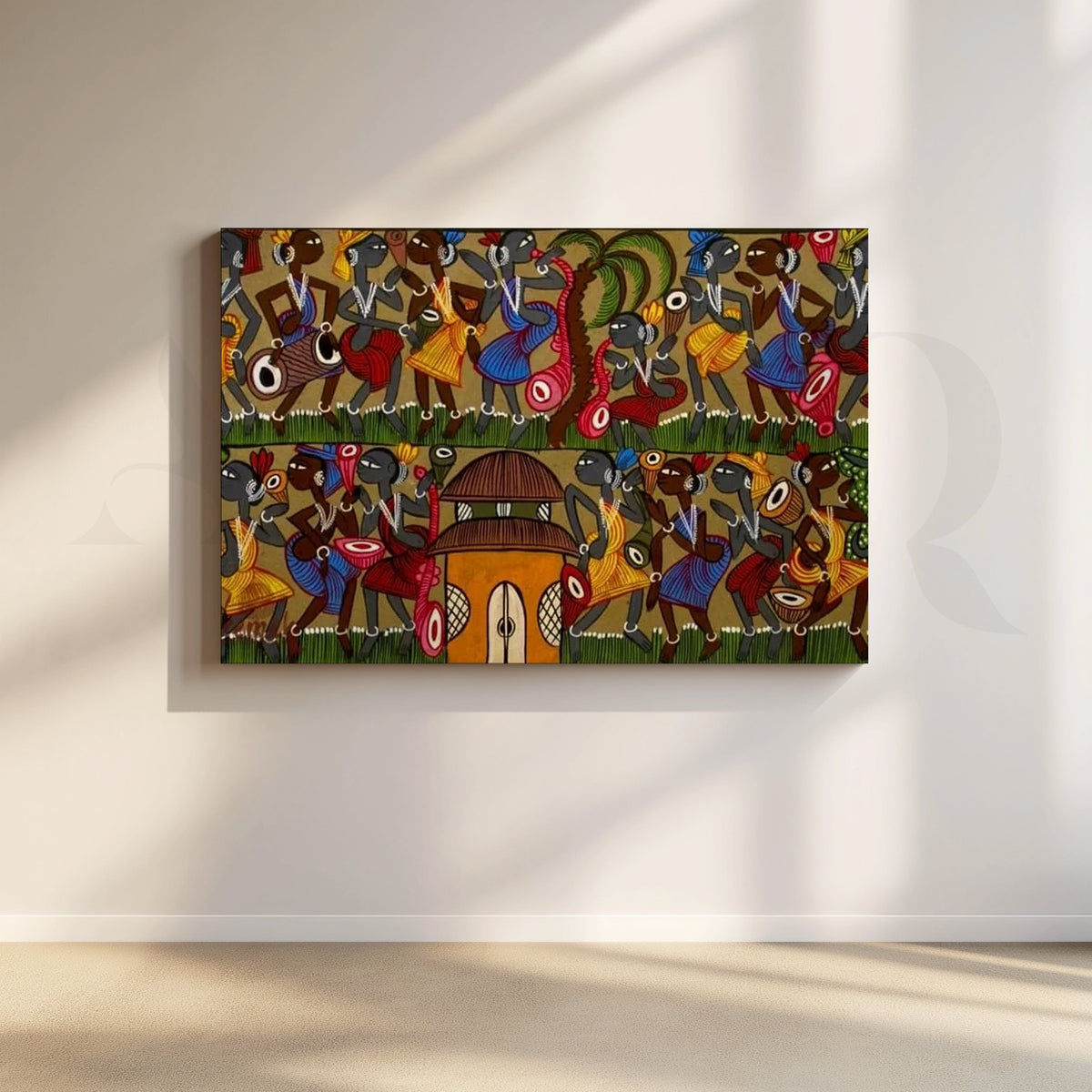 Tribal Festival Rhythm Canvas Artwork – Asha Art Studio