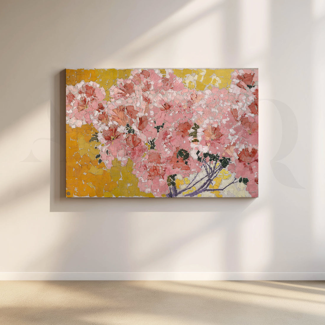 Pink Blossom Mosaic Canvas Artwork – Asha Art Studio