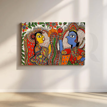 Madhubani Couple Mythology Canvas Artwork – Asha Art Studio