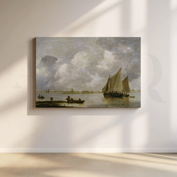 Tranquil Harbor Boats Canvas Artwork – Asha Art Studio