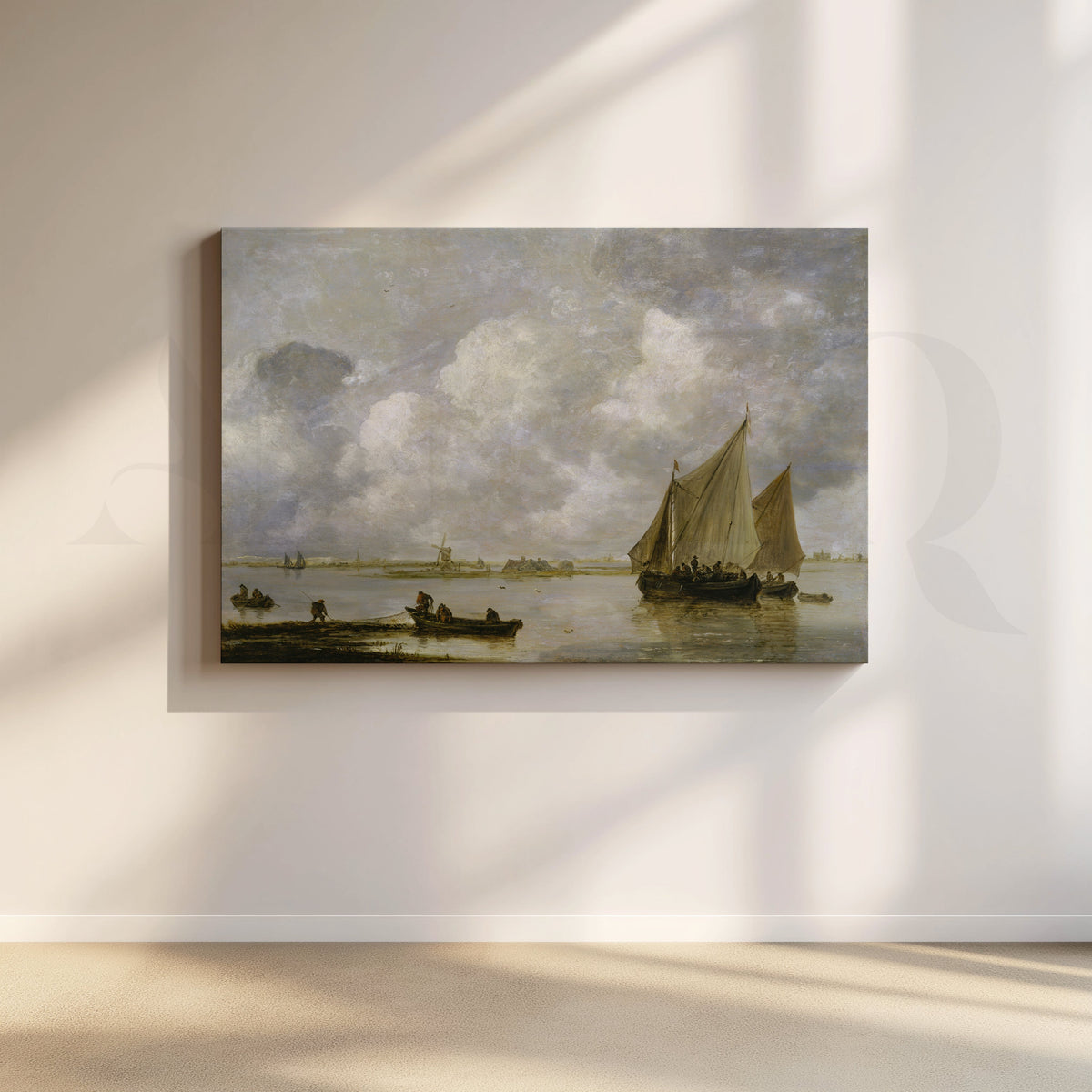 Tranquil Harbor Boats Canvas Artwork – Asha Art Studio