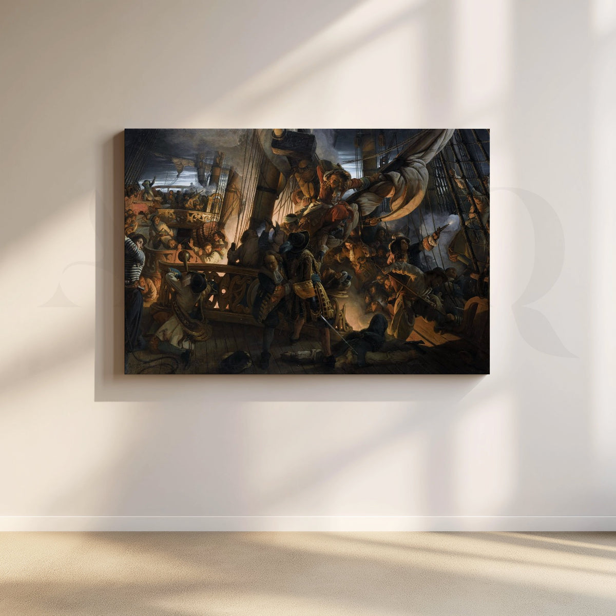 Deck Battle Scene Canvas Artwork – Asha Art Studio