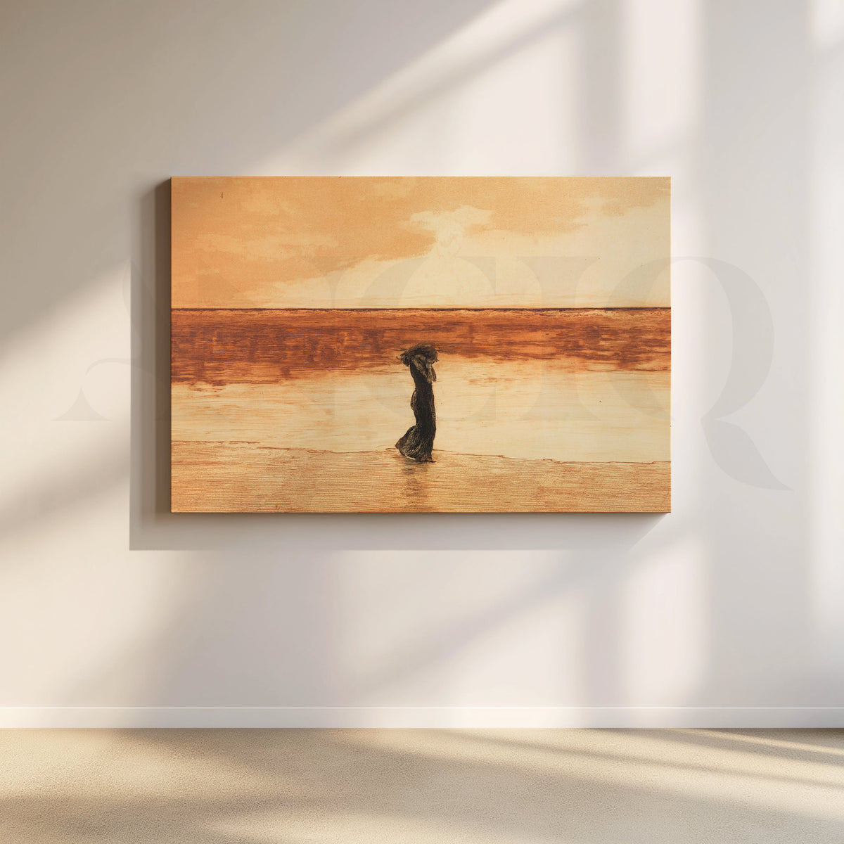 Solitary Shore at Dusk Canvas Artwork – Asha Art Studio