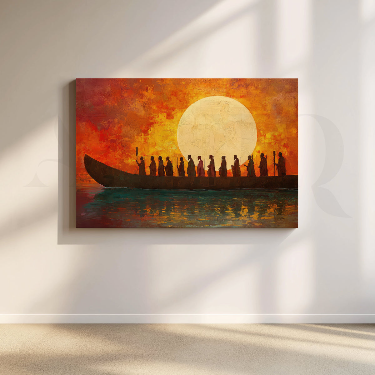 Sacred Sunset Voyage Canvas Artwork – Asha Art Studio