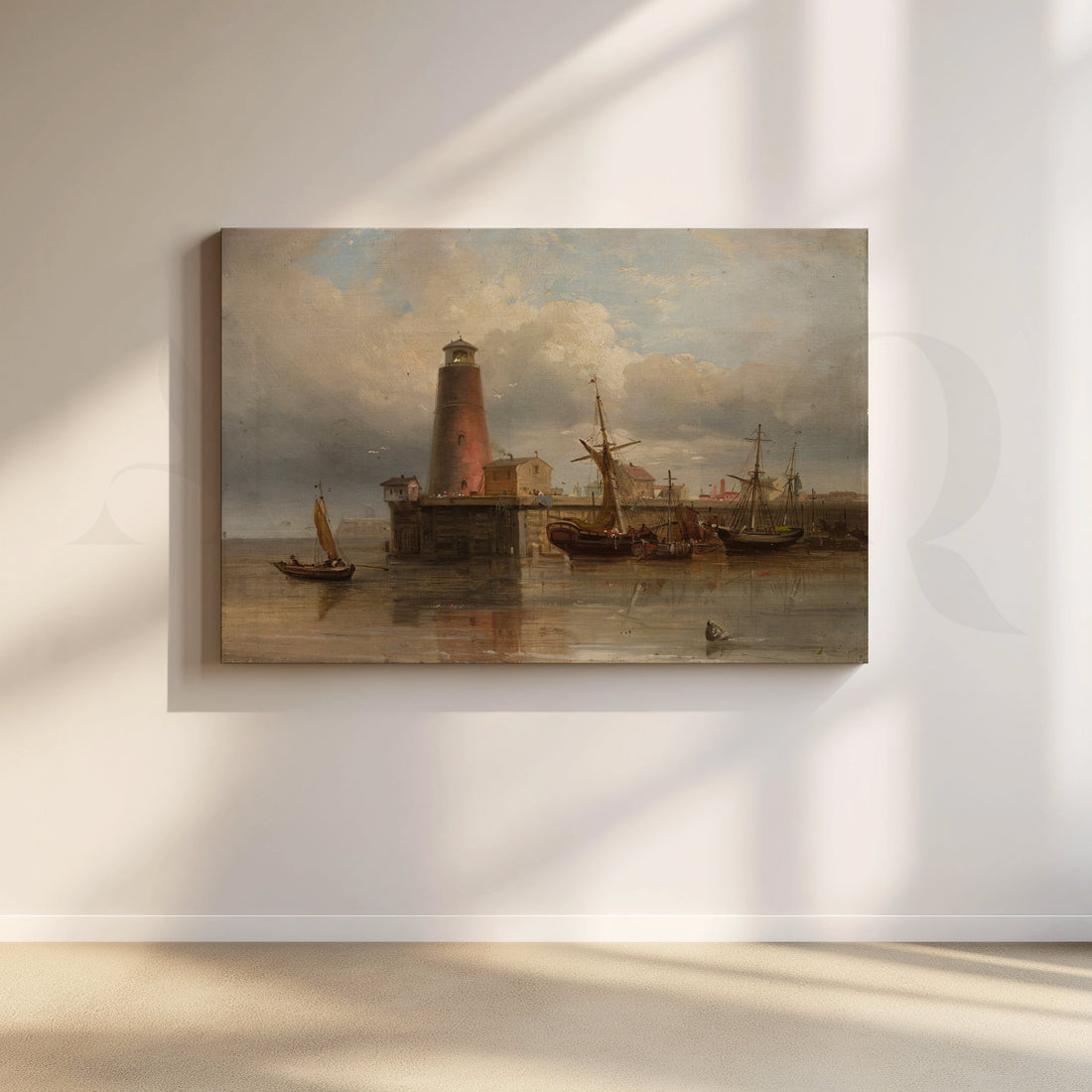 Vintage Harbor Lighthouse Canvas Artworks – Asha Art Studio