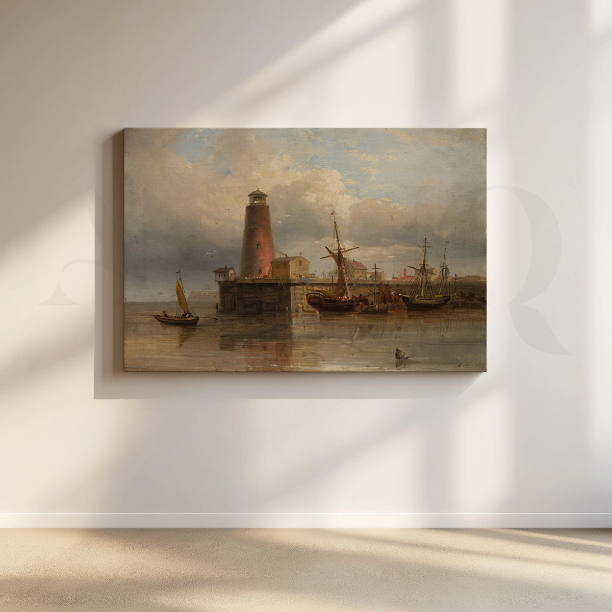 Vintage Harbor Lighthouse Canvas Artworks – Asha Art Studio