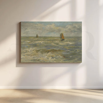 Rough Sea and Distant Sails Canvas Artwork – Asha Art Studio