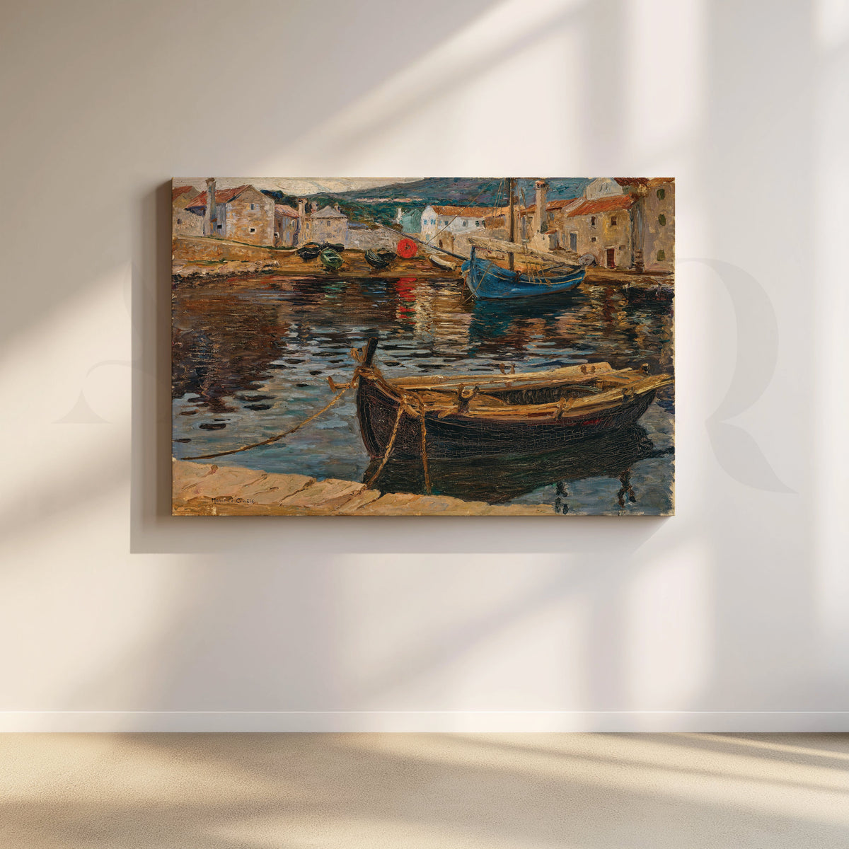 Rustic Fishing Reflections Canvas Artwork – Asha Art Studio