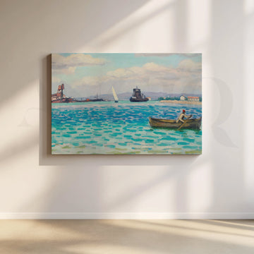 Turquoise Bay Rowboat Canvas Artwork – Asha Art Studio