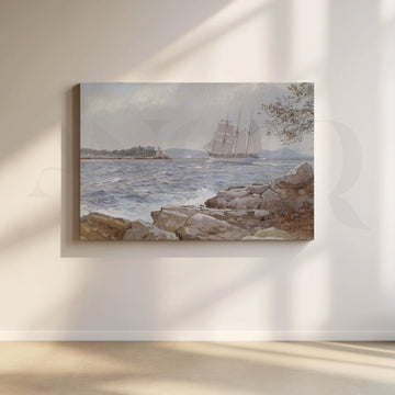 Sailing Past the Lighthouse Canvas Artwork – Asha Art Studio