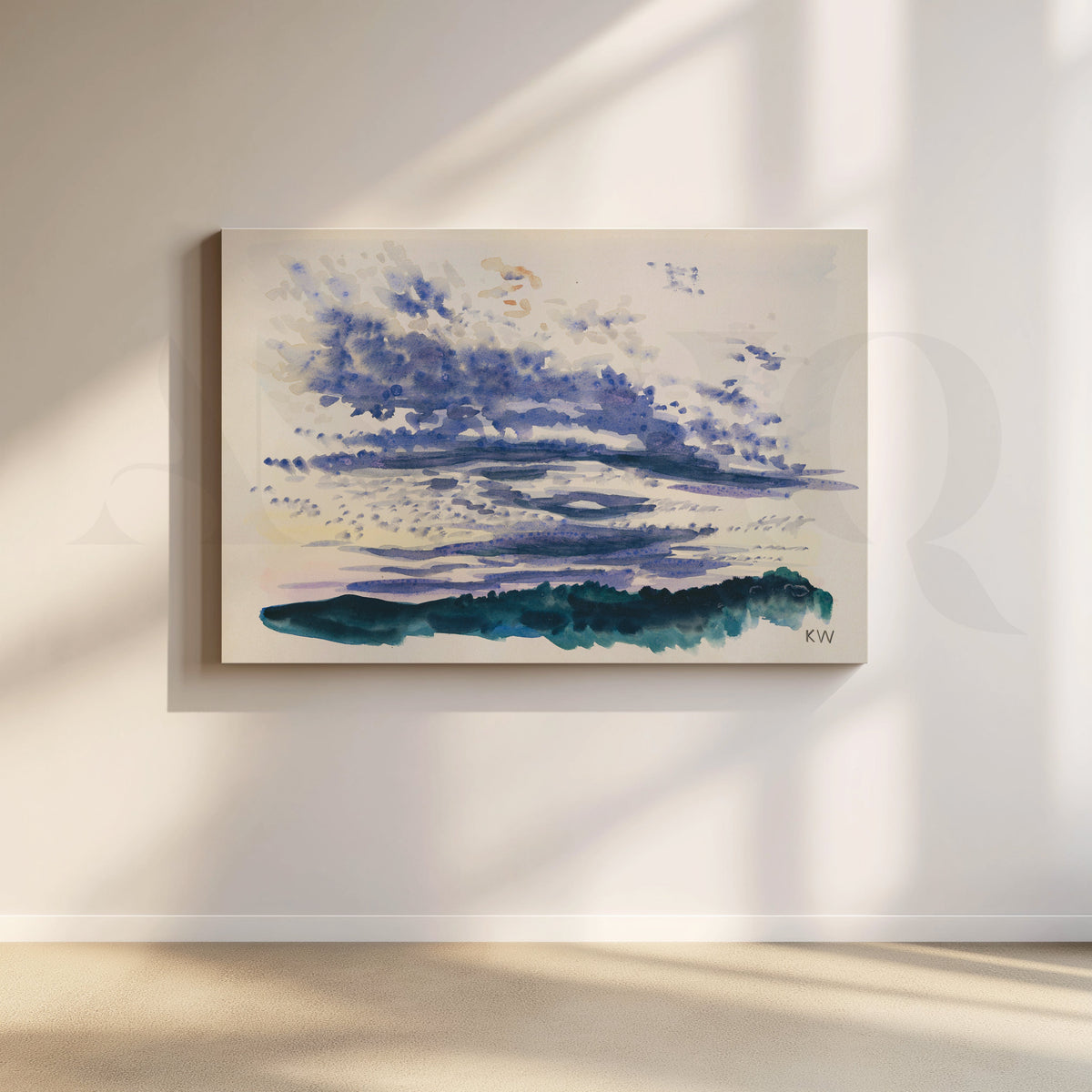 Lavender Sky Over the Bay Canvas Artwork – Asha Art Studio