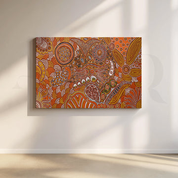 Terracotta Tribal Abstract Canvas Artwork – Asha Art Studio